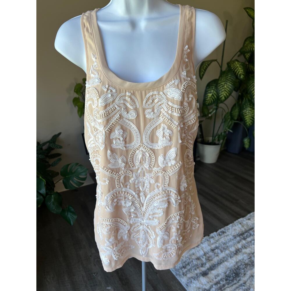 Express Sequin Front Design Dressy Tank Top Small Petite #477